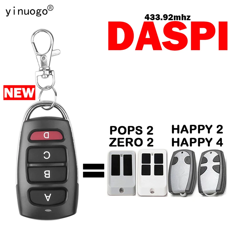 

DASPI POPS ZERO HAPPY 2 4 Garage Gate Remote Control Door Opener Clone 433.92MHz Fixed Code