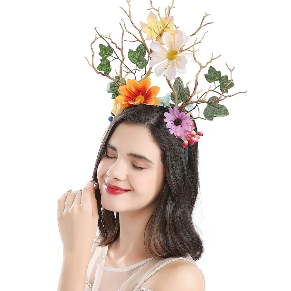

1pc Antler Headband Christmas Party Hair Decor Elastic Costume Accessories Photography Props Festival Reindeer Horns Headpiece