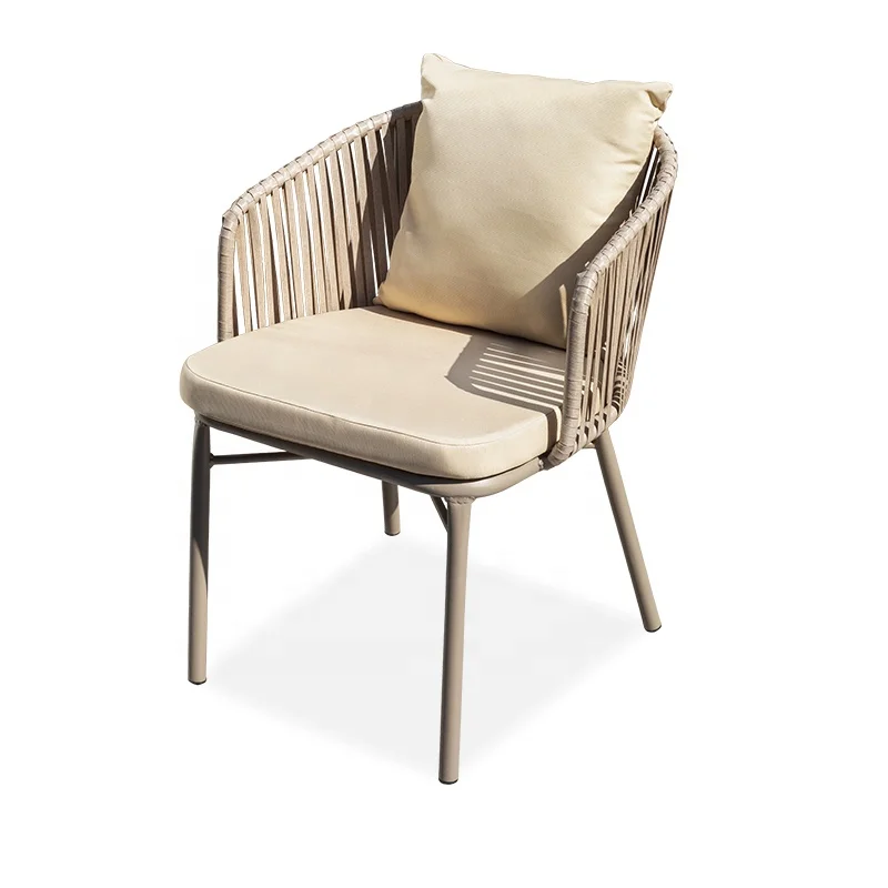 

Hot Sale Low Price Outdoor Table and Chair Set Garden PE Rattan Braiding Rope Chair Metal Aluminum Chairs for Restaurant Dining