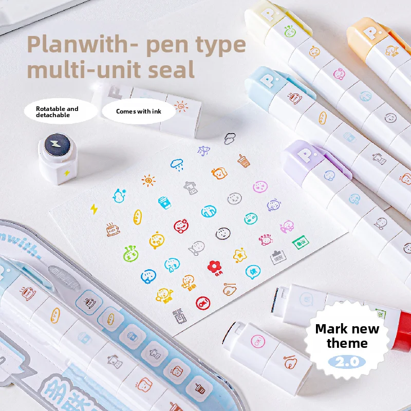 

Kawaii Mark Multi-link Mood Stamp Detachable Arrival Cute INS Style Journal Diary Scrapbooking Stamping Supplies Kids Gift