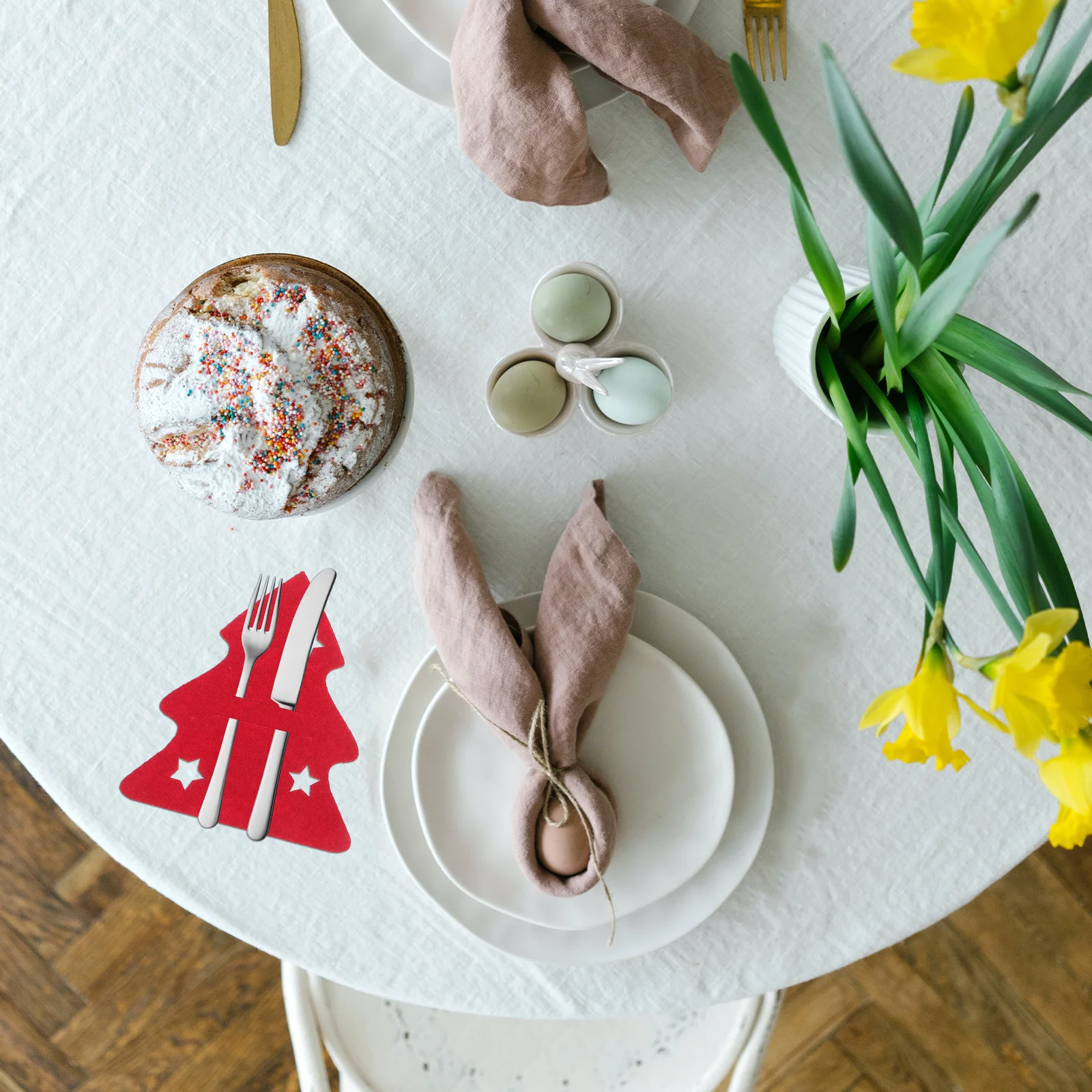 

8Pcs Christmas Tree Cutlery Bags Felt Xmas Tableware Holders Spoon Fork Pouch Christmas Party Supplies Cutlery Holder for Party