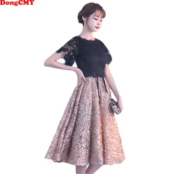 DongCMY New Short Party Cocktail Dresses Vestidos Flower Elegant Fashion Mini Midi Robes Soirees Gown Women Formal Dress