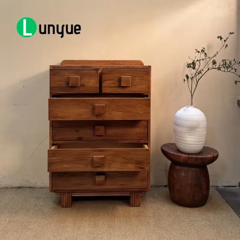 Luxury Traditional Modular Solid Cherry Wood Kitchen Storage Cabinet High Quality Food Locker for Villa Living Room Furniture