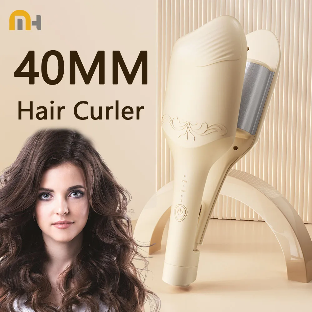 Curling Iron Temperature Adjustable Beach Waves Curling-Wand Hair Crimper Waver, Ionic Deep Waver Hair Curler Tool with Ceramic