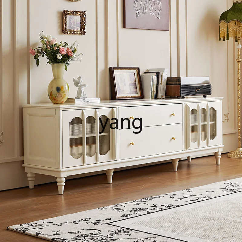 Mueble de TV francés de madera maciza LT, mueble de TV de troncos para sala de estar moderno y sencillo