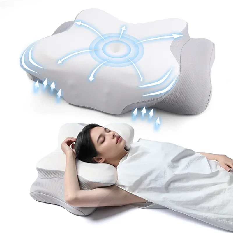Cervical Orthopedic Pillow For Sleep Butterfly Ergonomic Memory Foam Pillow Slow Rebound Comfortable Neck Massage Bed Pillow