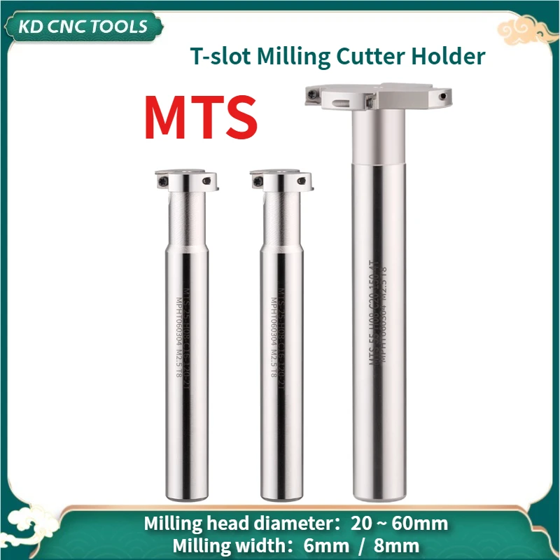 

MTS H06 H08 T-slot Milling Cutter Holder CNC Grooving Tool 6mm 8mm Thickness Three Sides End Mill Shank Inserts MPHT