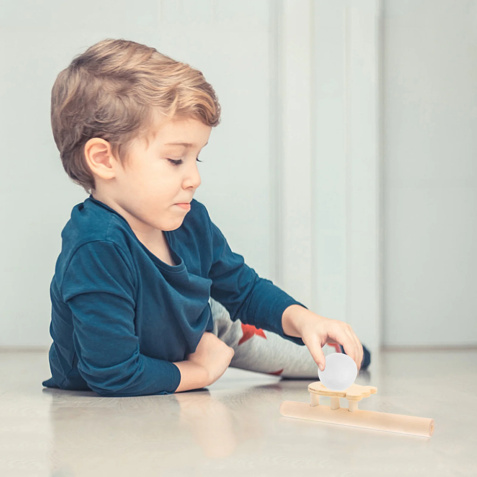 Gioco di tubi con sfera che soffia in legno da 5 pezzi per bambini Divertimento per feste in famiglia all'aperto Giocattolo per tubi per bambini, Palla che soffia galleggiante, Galleggiante in legno