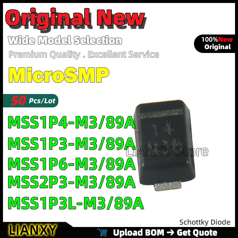 50 Uds MicroSMP MSS1P4-M3/89A MSS1P3-M3/89A MSS1P6-M3/89A MSS2P3-M3/89A MSS1P3L-M3/89A diodo Schottky nuevo Original