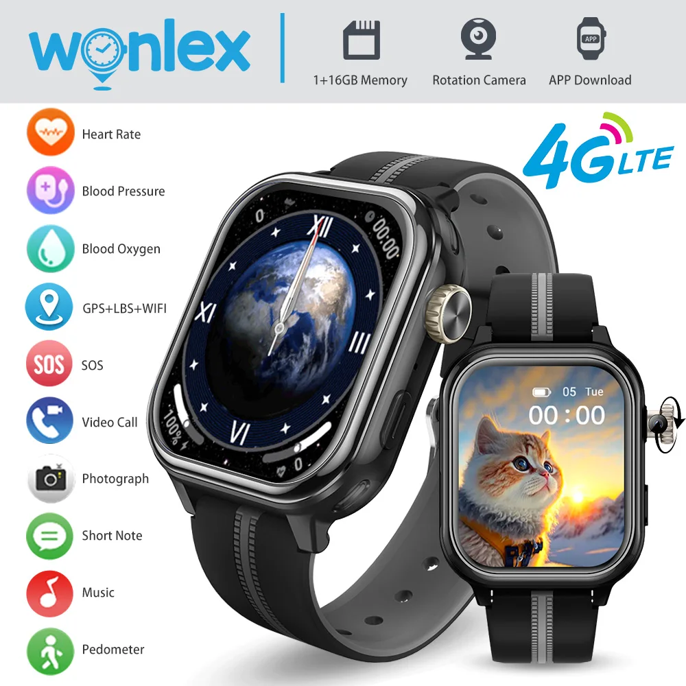 

Wonlex KT39 4G Kids GPS Smart Watch With Rotation Camera GPS Real-time Location Tracker 1+16GB Video Call Children Smart Watch