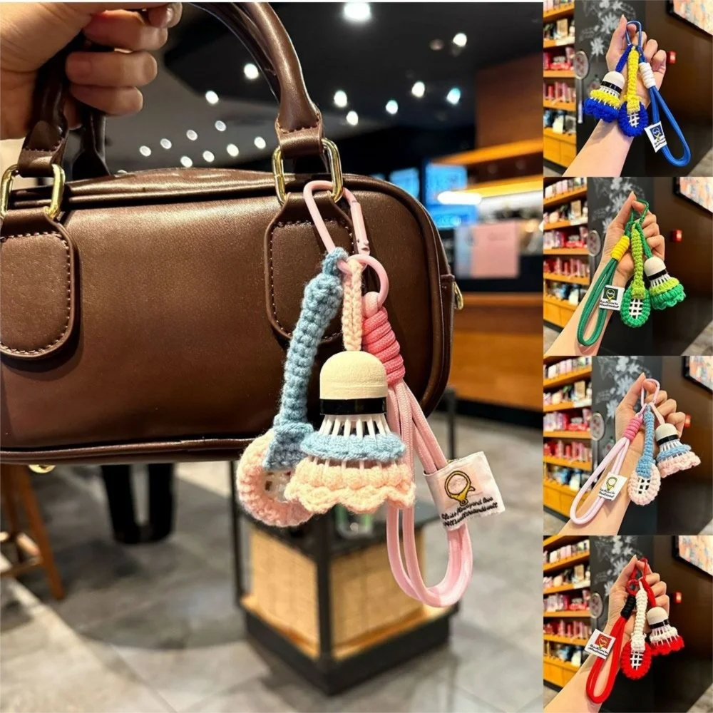 

Multicolor Knitted Badminton Pendant Keychain Cartoon Car Decoration Badminton Keychain Soft Handweave Bag Ornament Pendant Toys