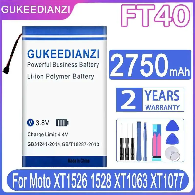 

For Motorola Moto E 2ND XT1526 XT1527 XT1528 XT1031 XT1063 XT1077 2750Mah Mobile Phone Battery Durable Reliable Replacement FT40