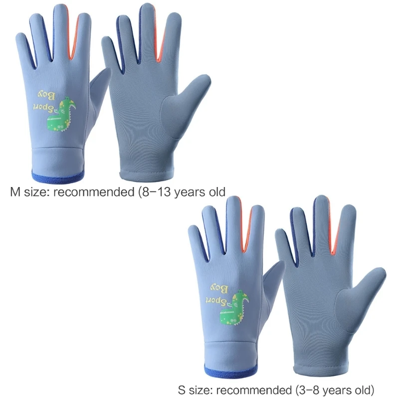 Fluorescence Waterproof Winter Gloves for Kids Boys Cold Weather Snowboard Road Cycling Gloves with Fleece Cuffs