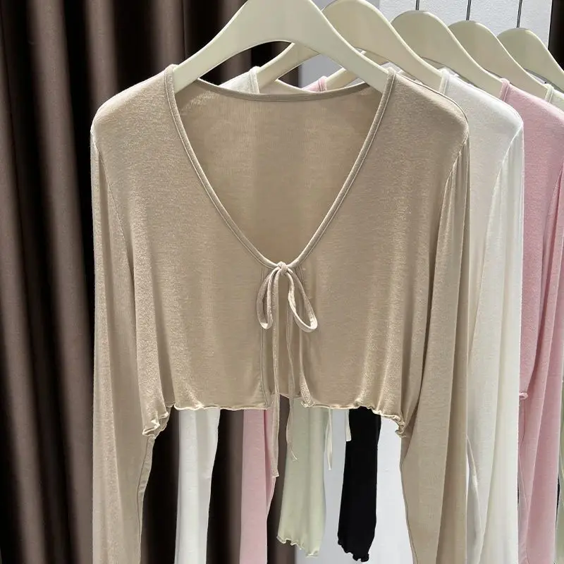 Ultradünnes Gefühl, Modal, Gürtel, Sonnenschutz, Damenbekleidung, Eisseide, vertuschen, offene Strickjacke, Oberbekleidung, Oulder-Bellow Jaet