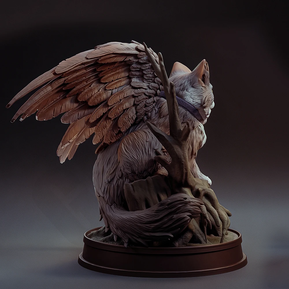 Kit de modelo de figura sin pintar de resina con estampado 3d de búho y gato alado de 60mm, Kits de muñecos Gk en miniatura, juguetes Diy sin montar