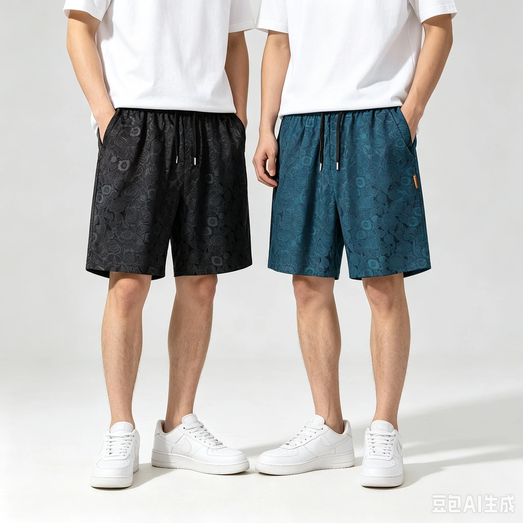 Summer breathable ice silk casual thin shorts for men, loose and versatile, plus size straight leg five quarter pants