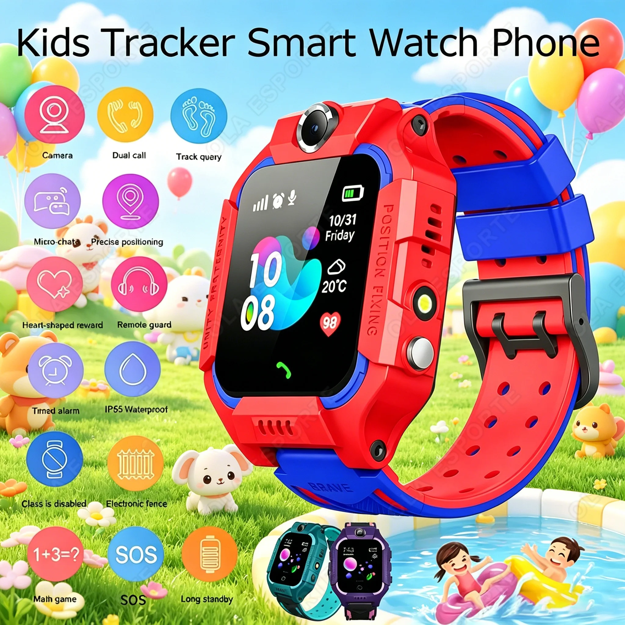 

Children Smart Watch 2G Postion Tracker SOS Phone Call Camera Voice Chat Kids Smartwatch Boys Girls Birthday Perfect Safety Gift