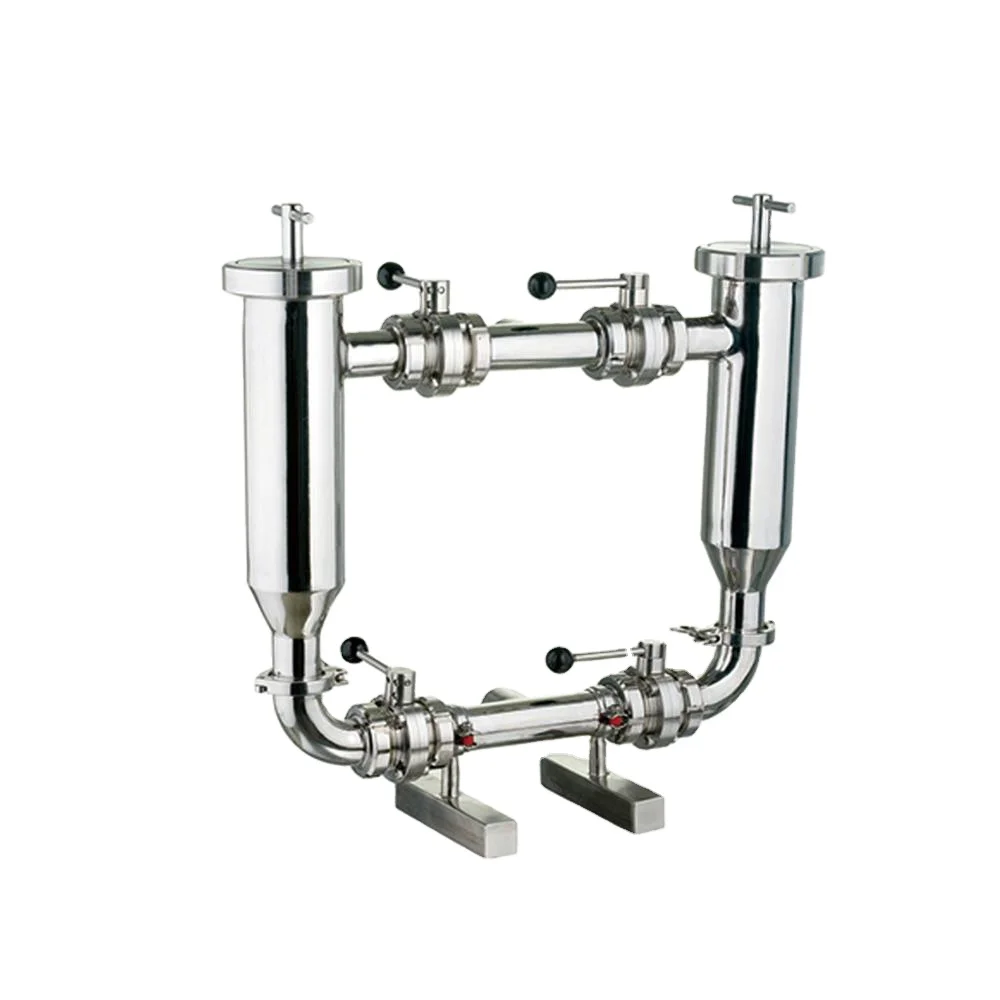 

High Quality Manufacturer Food Grade Water Treatment Sanitary Angle Duplex Filter