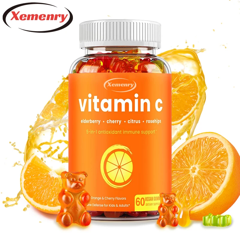 Vitamin C Gummies - with Elderberry, Rosehip, Citrus Flavonoids and Acerola Cherry - Immunity Booster, Skin Health