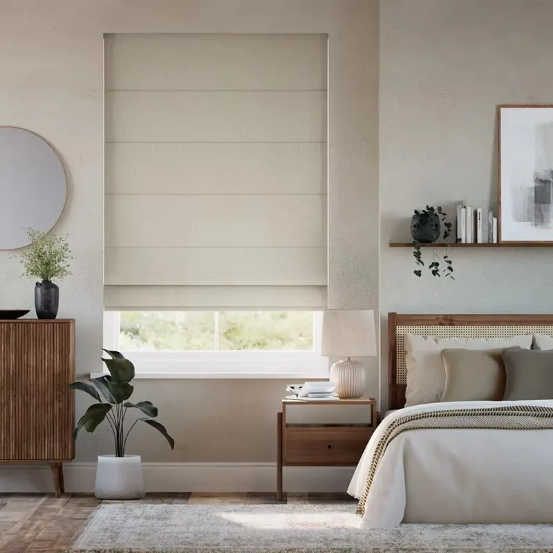 Wholesale European Style Fabric Roman Shades Electric and Manual Roman Blinds