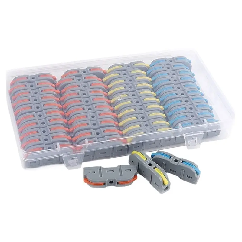 ABGH-Quick Conductor Wire Connectors Kit 40PCS 1 To 1 Inline Electric Lever Nuts Push-In Compact Splicing Terminal
