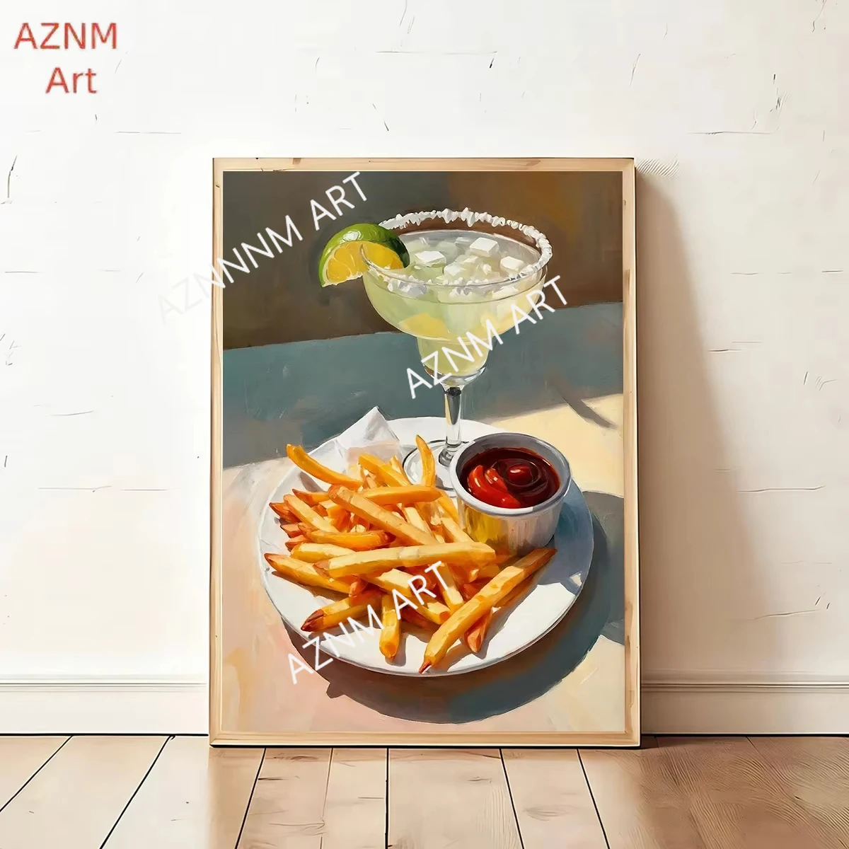 Vintage Kaffee-Cocktail Leinwanddruck Poster Martini-Getränk Knacker-Pommes Kunstdrucke Wohnzimmer Küche Wandkunst Heim-Dekoration