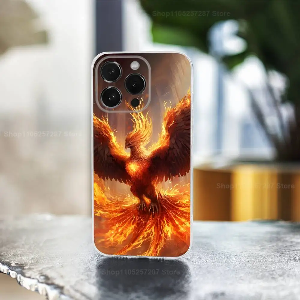 Coque de téléphone Myth Art Cool Phoenix, pour iPhone Max,Plus,11,14,13,XR,SE,12,15,Pro,17,16,X,XS,Mini, coque souple transparente