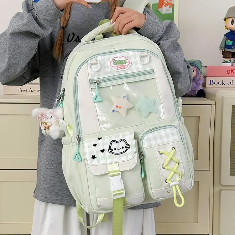 2026 New School Backpack Reduce Burden Casual Large Capacity Double Shoulder Bag for Junior And High School Students Campus Life