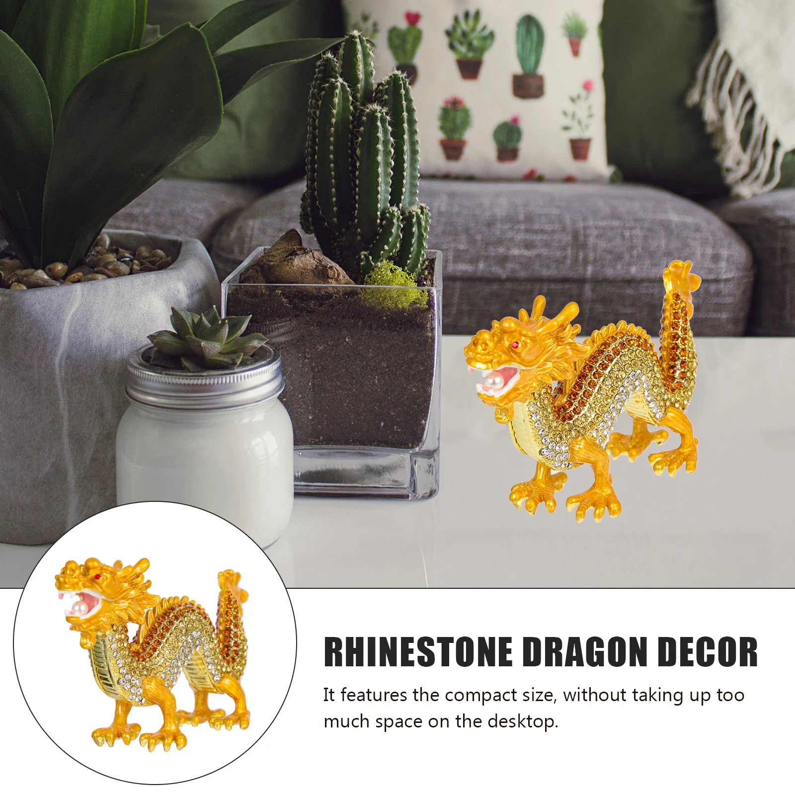 

Alloy Rhinestone Dragon Desktop Decoration Small Creative Zodiac Dragon Tabletop Decoration Alloy Craft Figurine