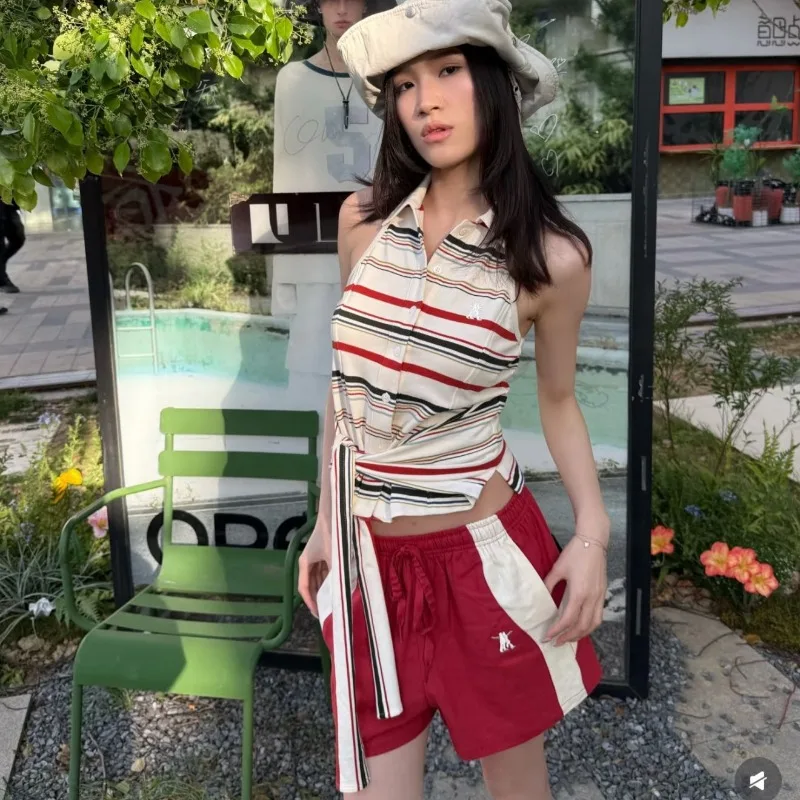 

Новый летний жилет без рукавов с воротником-поло и повседневный комплект шорт