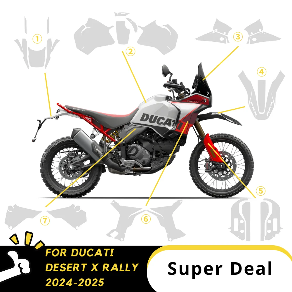 

For Ducati Desert X Rally 2024 2025 Motorcycle Paint Protection Film PPF Kit TPU Clear Full BodyProtection for DESERT X RALLY