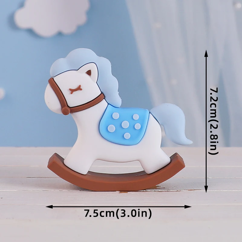 Baby Building Blocks Car Trojan Horse Blue Pink Bear Cake Toppers For Boy Girl Baby Shower Birthday Party Cake Decor Set view 6