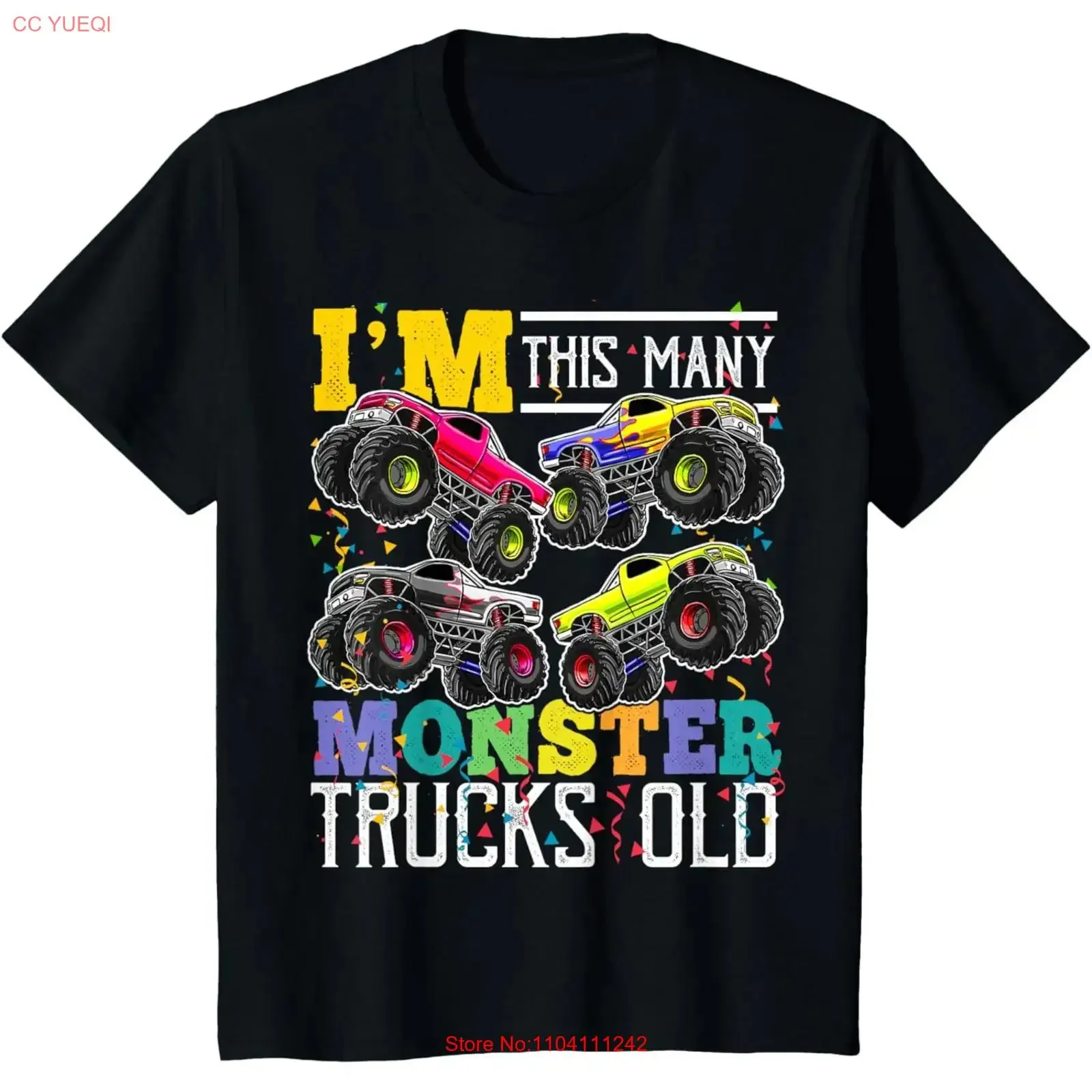 Kids I'm This Many Monster Trucks Old 4th Birthday T Shirt Boy  vintage Washed Breathable Stylish Slightly Stretched
