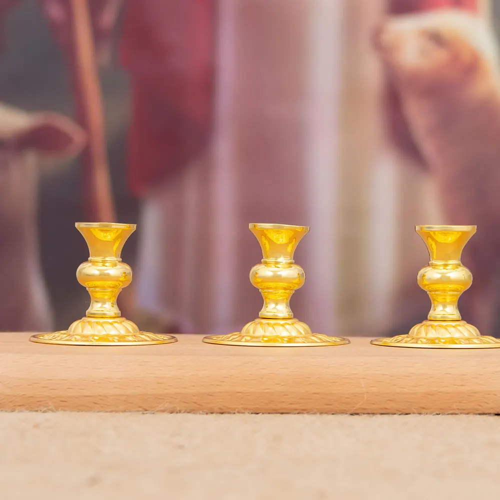 حامل شموع أرثوذكسية، حامل شموع ديكور ديني ذهبي، مصنوع من سبائك الزنك لرسومات الكنيسة والديكور الروحي المنزلي