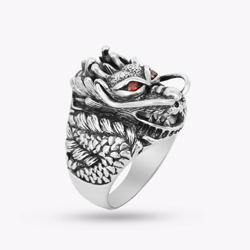 YYSuniee Solid 925 Sterling Silver Dragon Rings Vintage for Men Thai Silver Biker Ring Men Women Jewelry - view 2