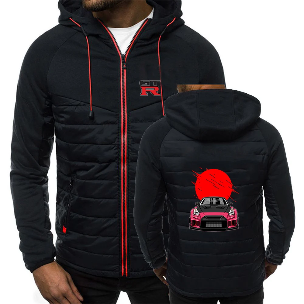 Initial D GTR R35 Print 2026 Autumn And Winter New Men's Seven Color Cotton Padded Hoodies Zipper Harajuku Premium Jacket