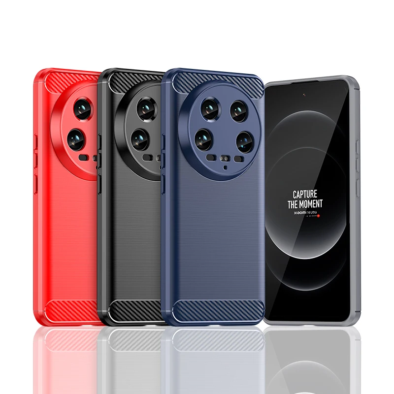 For Xiaomi 14 Ultra Case for Xiaomi 14 Ultra Cover Funda Coque Soft Carbon Fiber Shockproof Phone Bumper for Xiaomi 14 Ultra