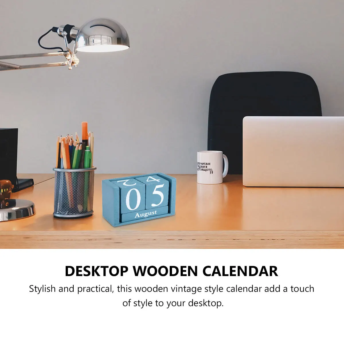 

Wooden Perpetual Calendar Vintage Style Month and Date Display Blocks for Home Office Desktop Decoration Vintage Calendar