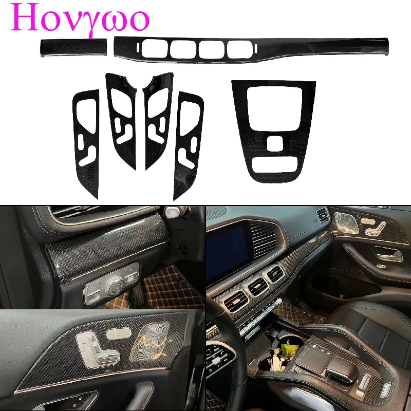 

Real Carbon Fiber Interior Trims Dash Cover Door Handle Panels Fit for Mercedes GLE 2019up