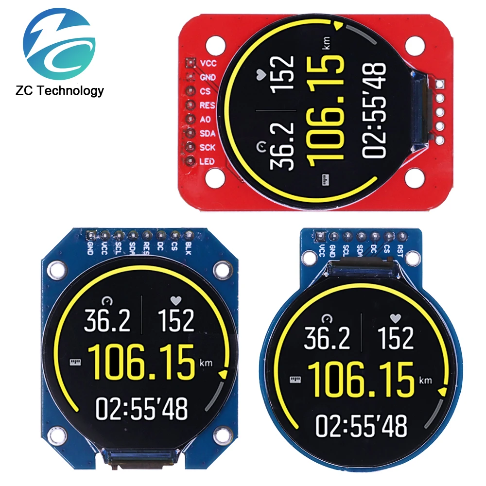 Módulo de pantalla TFT LCD de 1,28 pulgadas, controlador RGB redondo de 240x240, GC9A01, interfaz SPI de 4 cables, PCB de 240x240 para Arduino