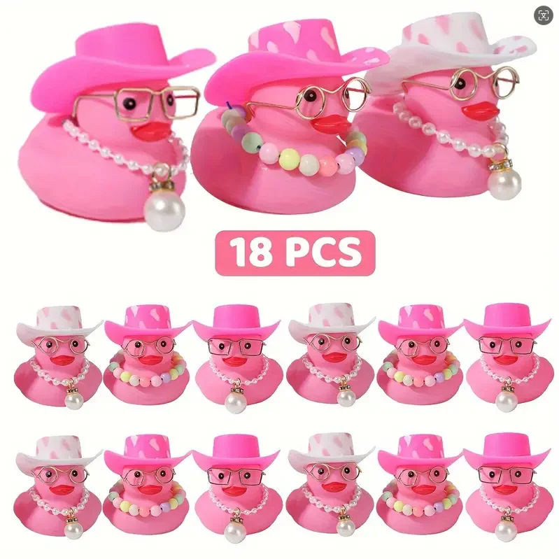 18/36pc Valentine Rubber Ducks in Bulk Valentine\'s Day Pink  Small Heart Rubber Ducks for Pool  Toys Classroom Prizes