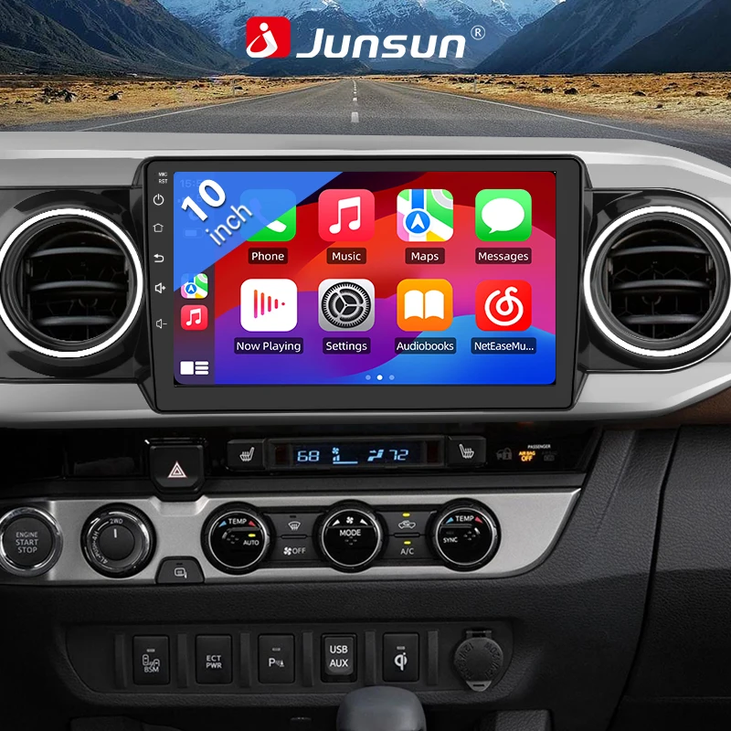 Junsun Android 15 Car Multimedia Player Touch Screen Head Unit Stereo Radio for Toyota Tacoma 2016 2017 2018 2019 2020 2021 Built In Wireless Carplay Android Auto GPS Navigation Bluetooth 5.0 4G LTE 5G WiFi AI Voice Control