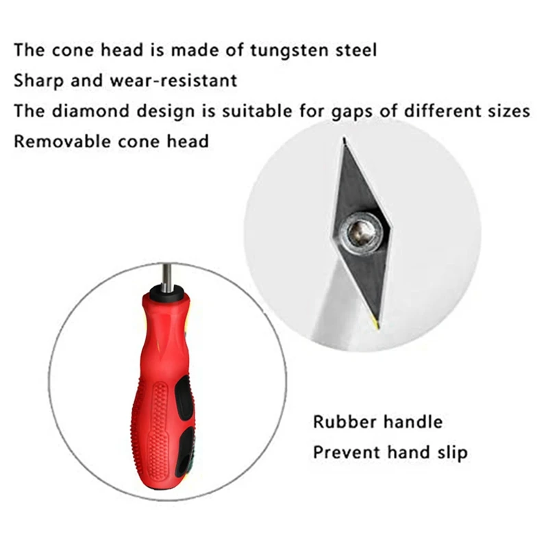 2-Piece Slotting Machine Set Grouting Removal Tool Caulking Triangle Blade Corner Scraper Floor Tile Seam Cleaning Cone-A68X