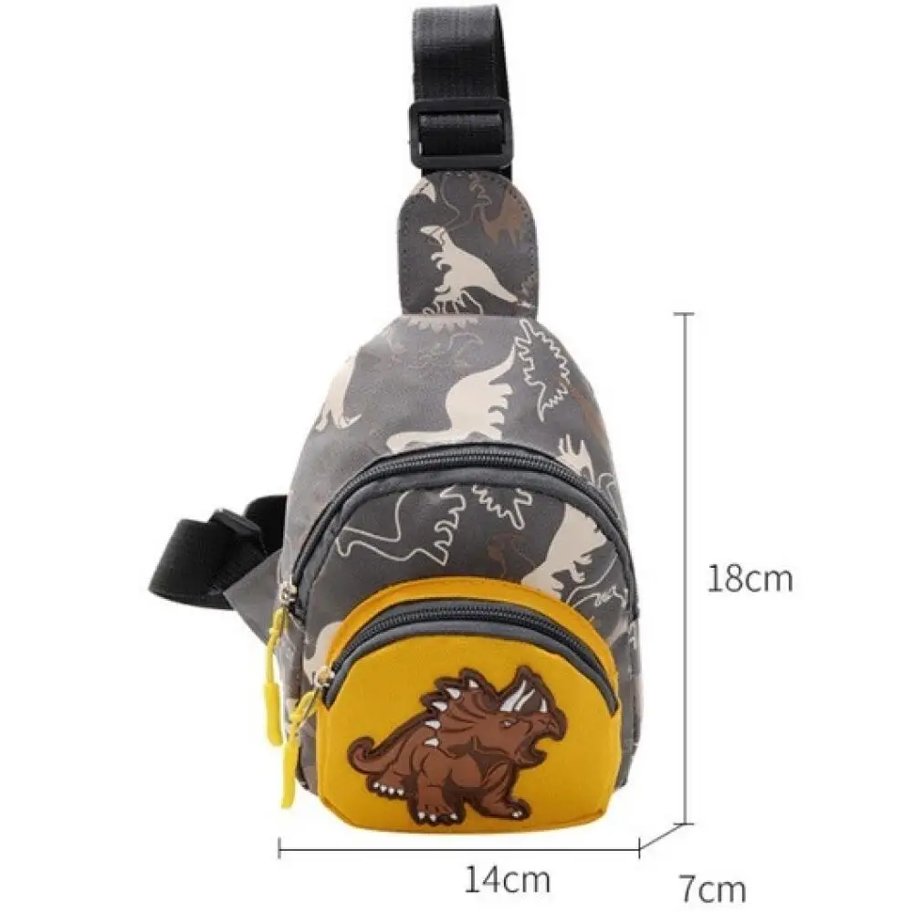 Bolso de pecho informal para niños y niñas, bolsa Unisex con cremallera, patrón de dinosaurio pequeño, al aire libre