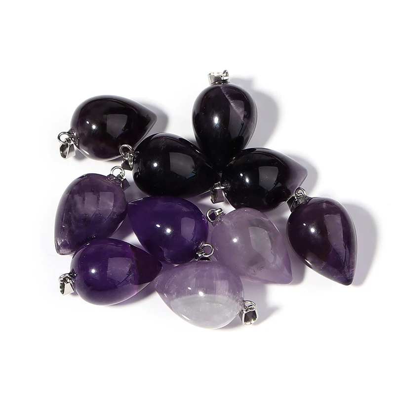 Fashion Natural Amethysts Pendants 26x16mm Waterdrop Shape Pendant Charms For Jewelri Making Necklace Accessories