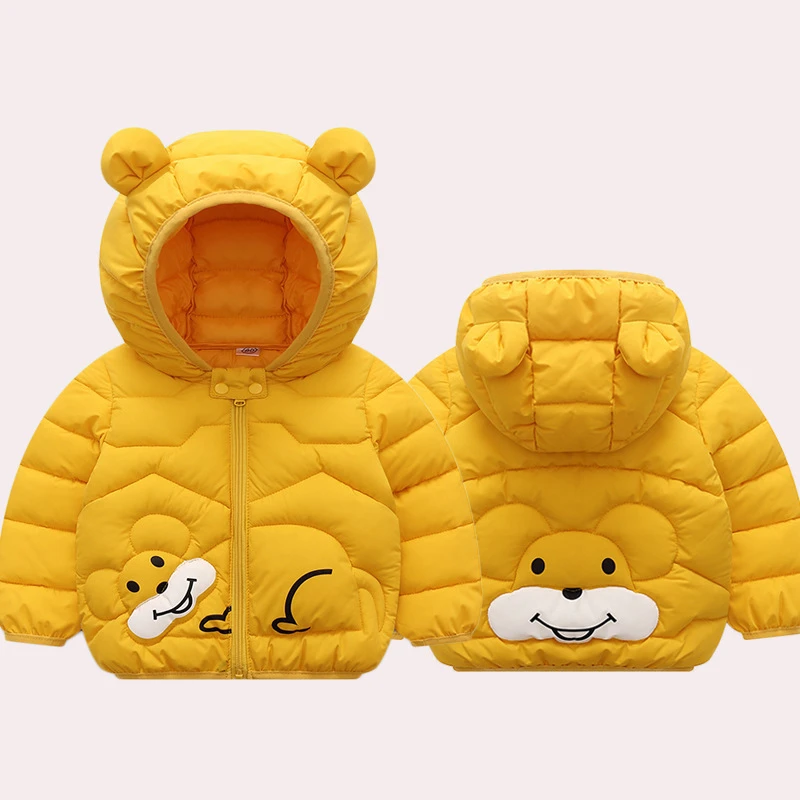 Girls Baby Infant Lightweight Down Jacket Cartoon Mouse Kid Boy Autumn Winter Warm Hooded Outerwear Coat Children Zipper Clothes