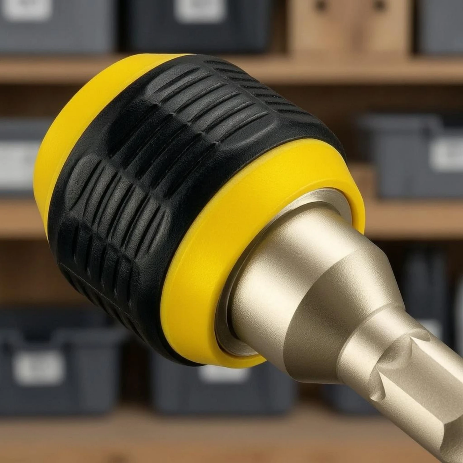 Power Tools Yellow And Black - Hızlı Çıkarılabilir Matkap Adaptörü Siyah ve
