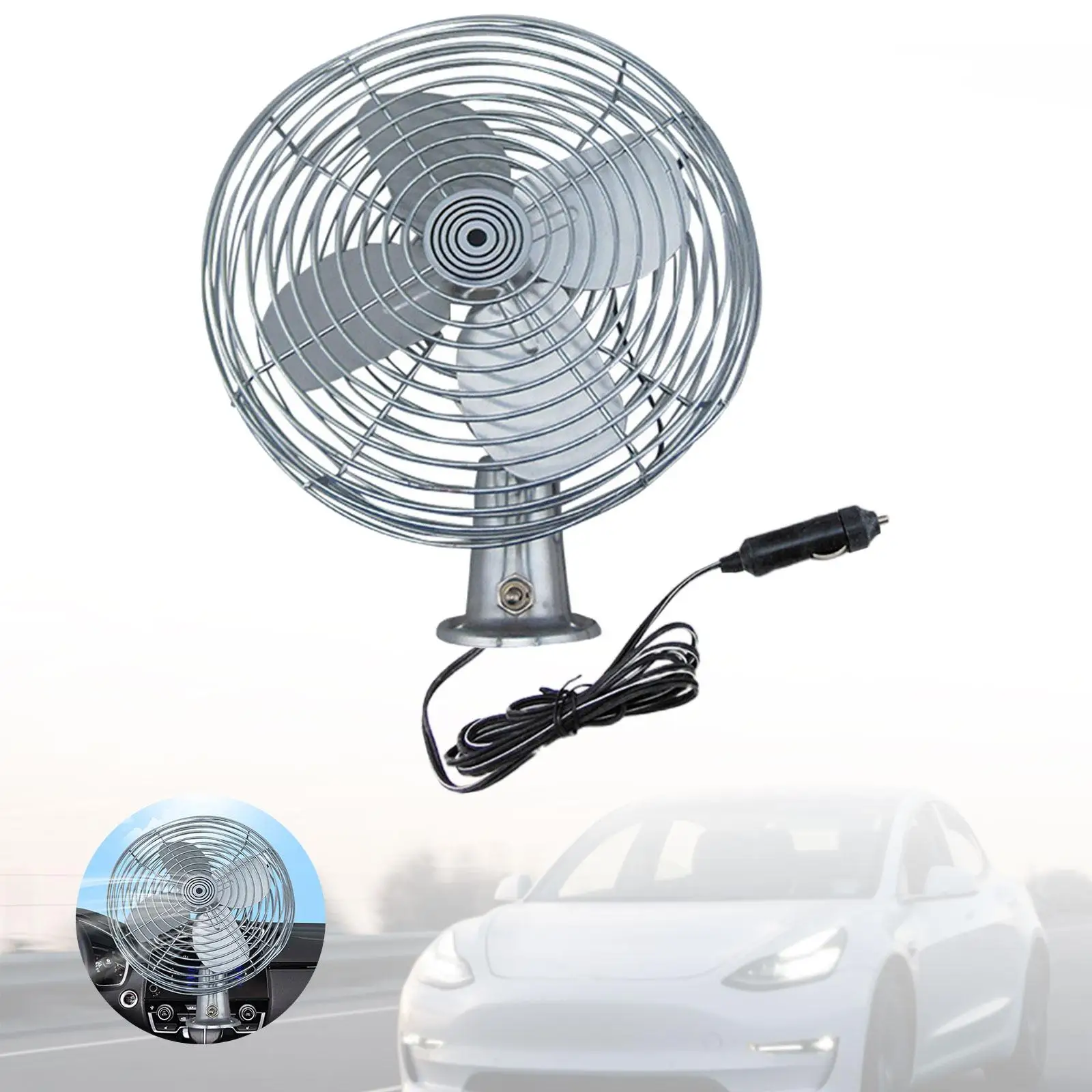 Generic 8 inch Cooling Fan Strong Wind Power Clip on Installation Design Practical Wind Speed Adjustment Car Fan for Vehicles RV