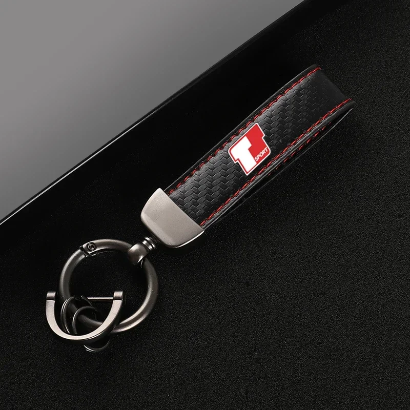 Leather Motorcycles keychain horseshoe buckle jewelry key chain for T Sport Toyota Corolla yaris Prado Tundra Highlander Venza