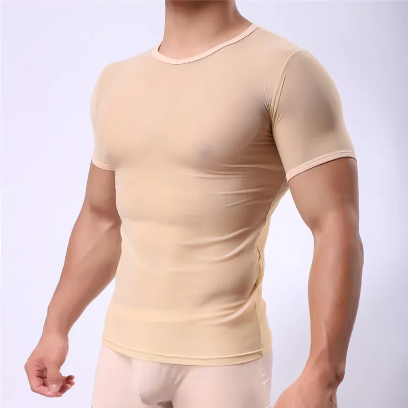 Corpo transparente Shapewear colete para homens, camisetas respiráveis, roupa interior apertada, camisa de emagrecimento, Bodyshaper Slim